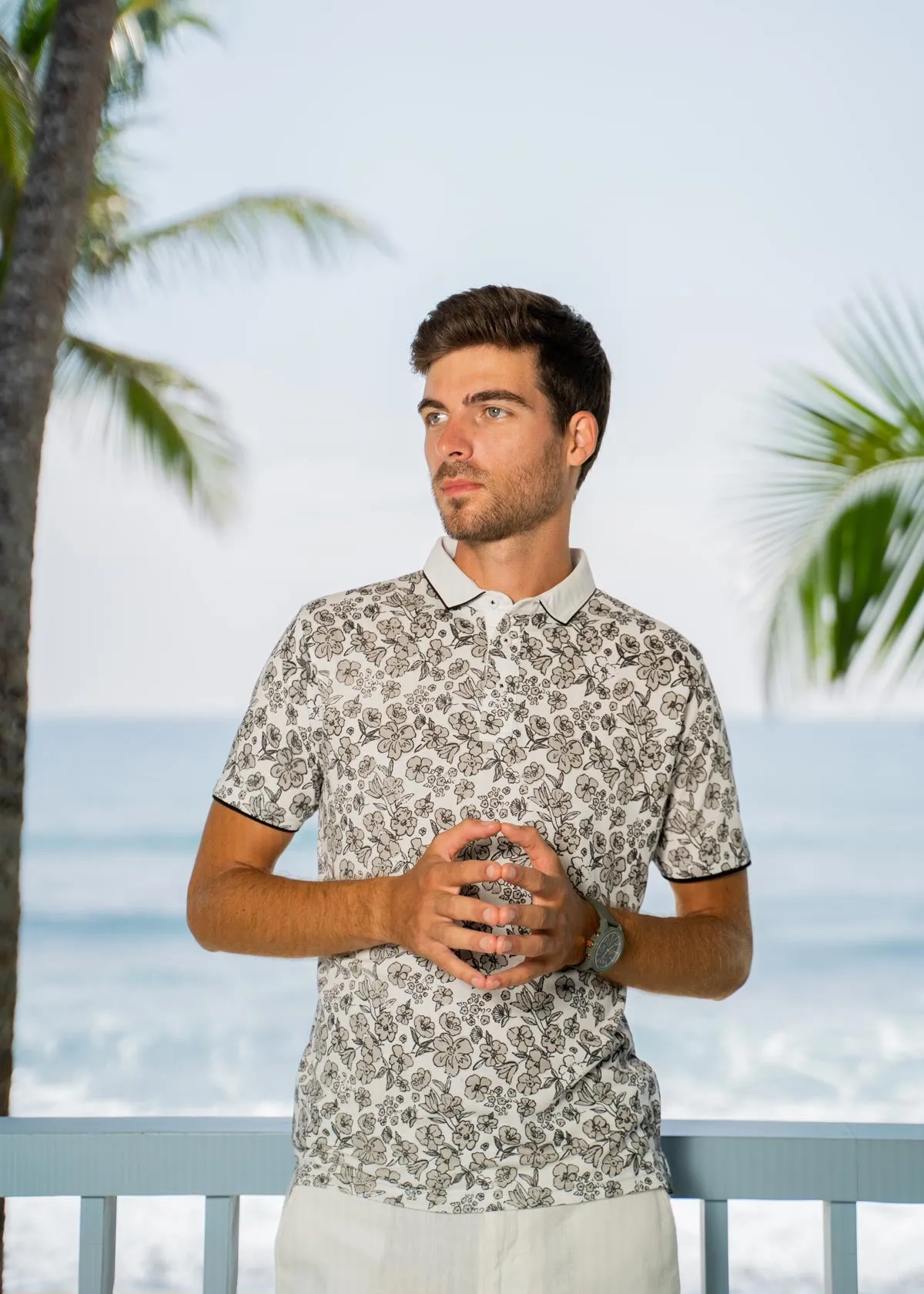 Elevated Summer Abstract Floral AOP Polo