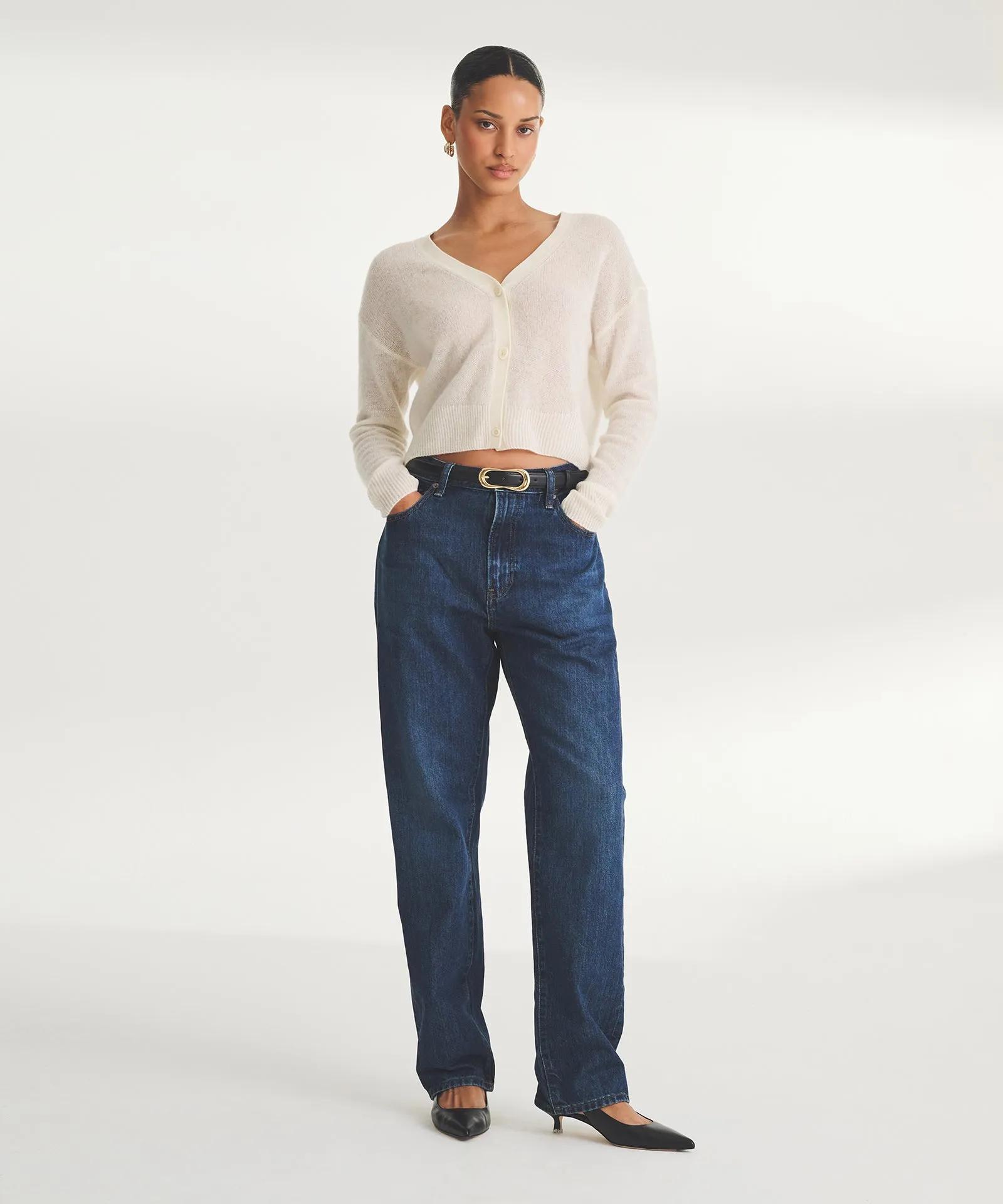 Featherweight Cashmere Cropped Cardigan
