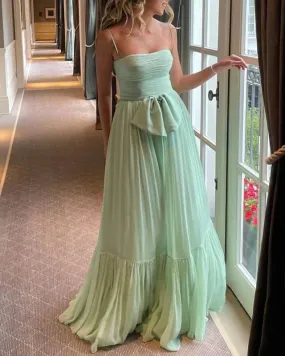 Formal Wear Dresses Sage Green A-Line Spaghetti Straps Long Party Dress Prom Dresses Shops Formal Women's Dresses
