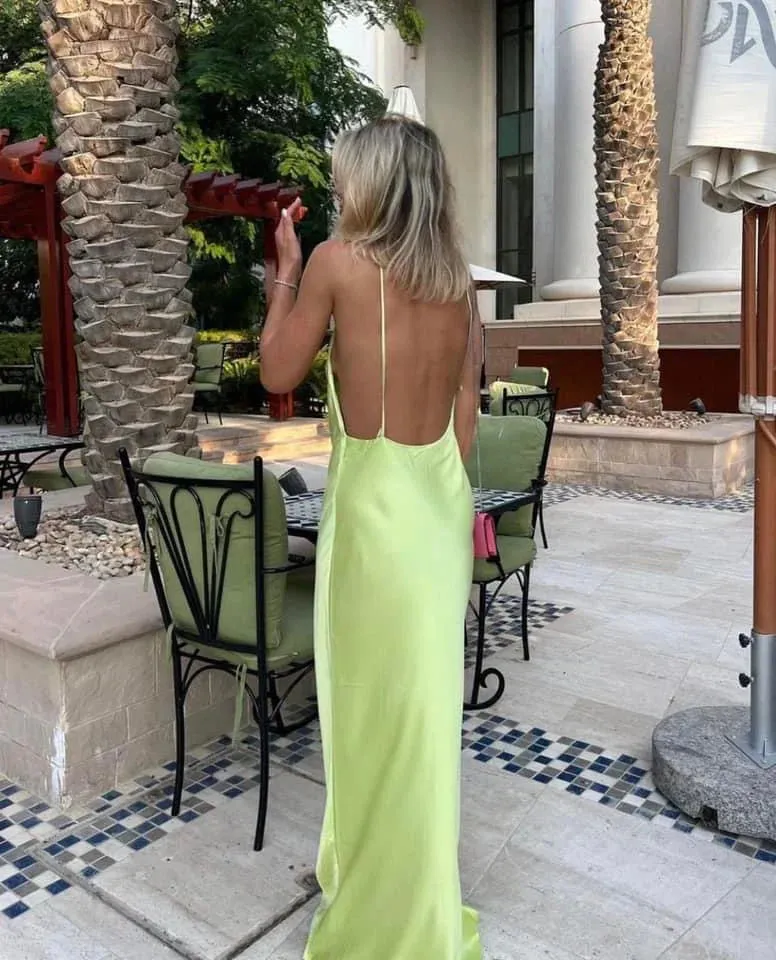Formal Wear Dresses Sage Green Halter Backless Party Dress Simple Wedding Guest Dress Prom Dresses Shops Formal Women's Dresses