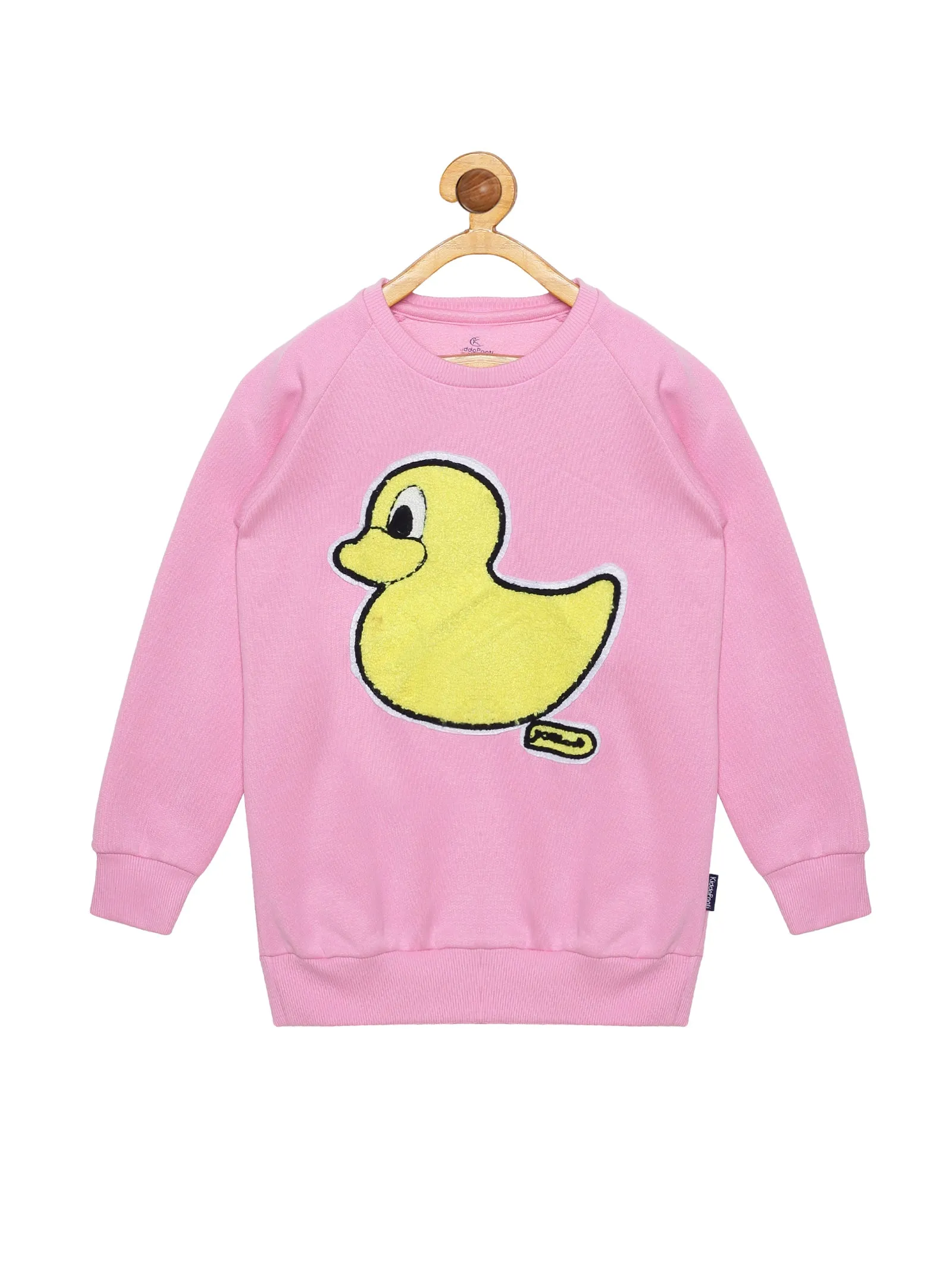 Girl's Round Neck Sweatshirt & Solid Fleece Track Pant Set