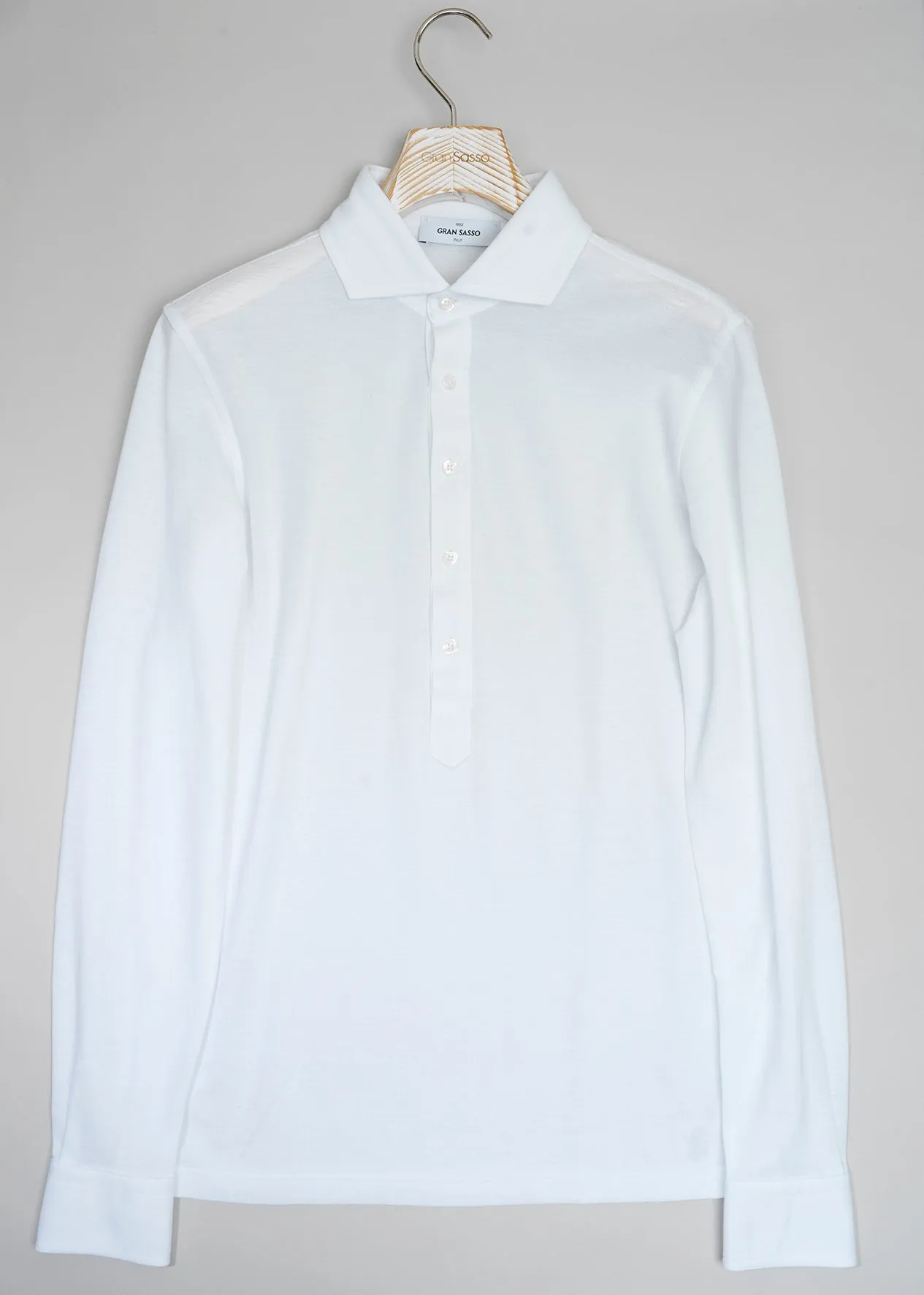 Gran Sasso Cotton Pop-Over Shirt / White