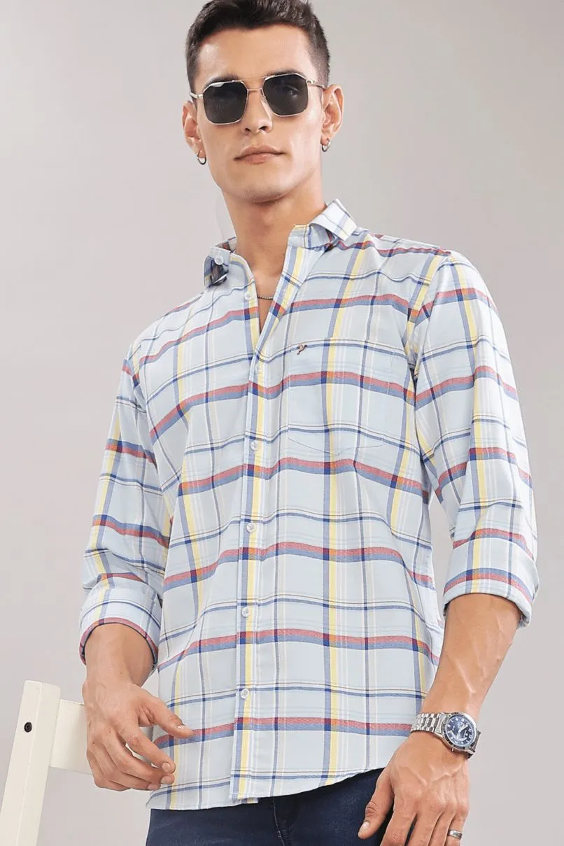 Ice Blue & Red Checks - Full-Stain Proof