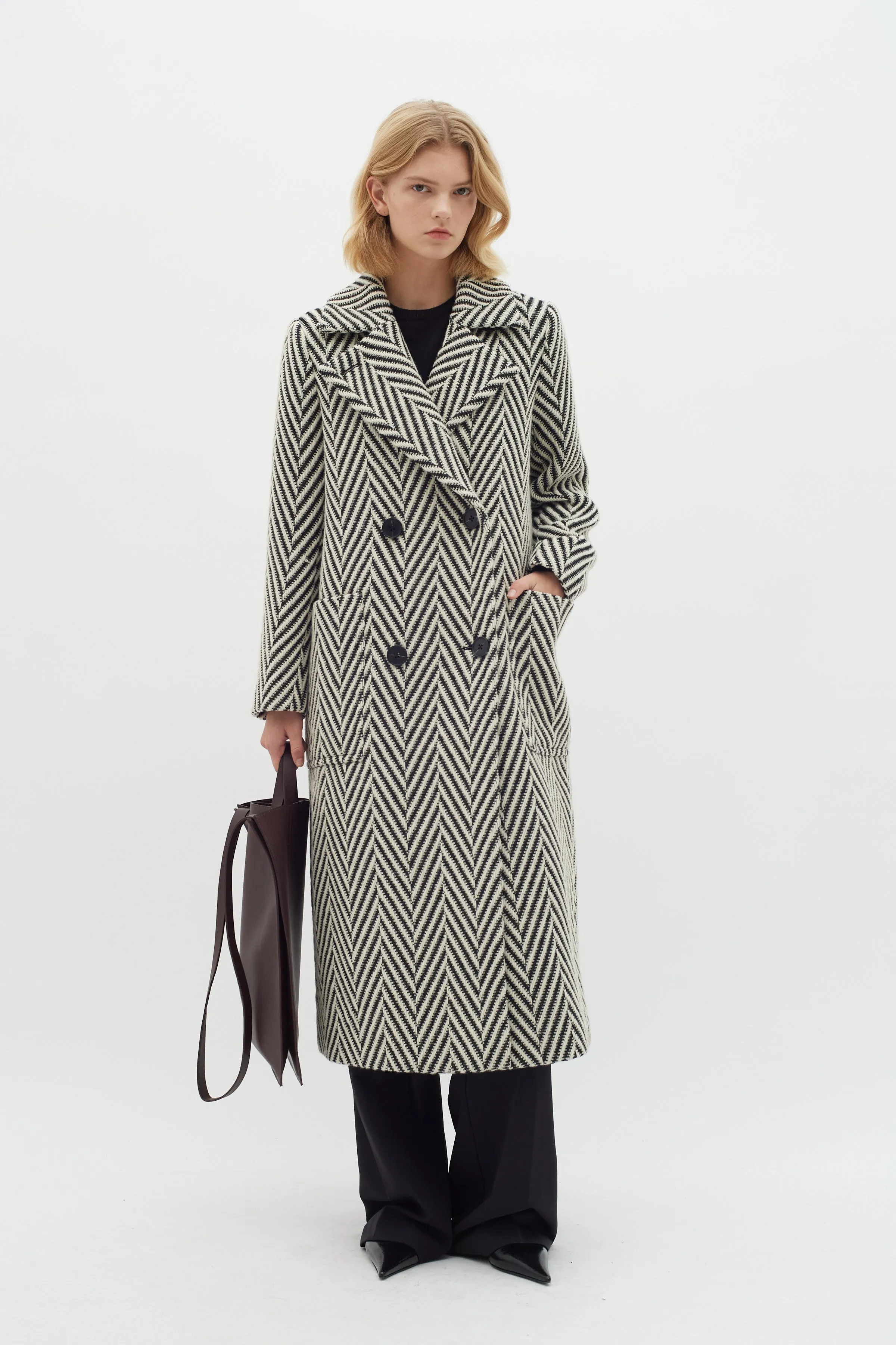 Inwear Tru Tweed Style Long Wool Blend Coat