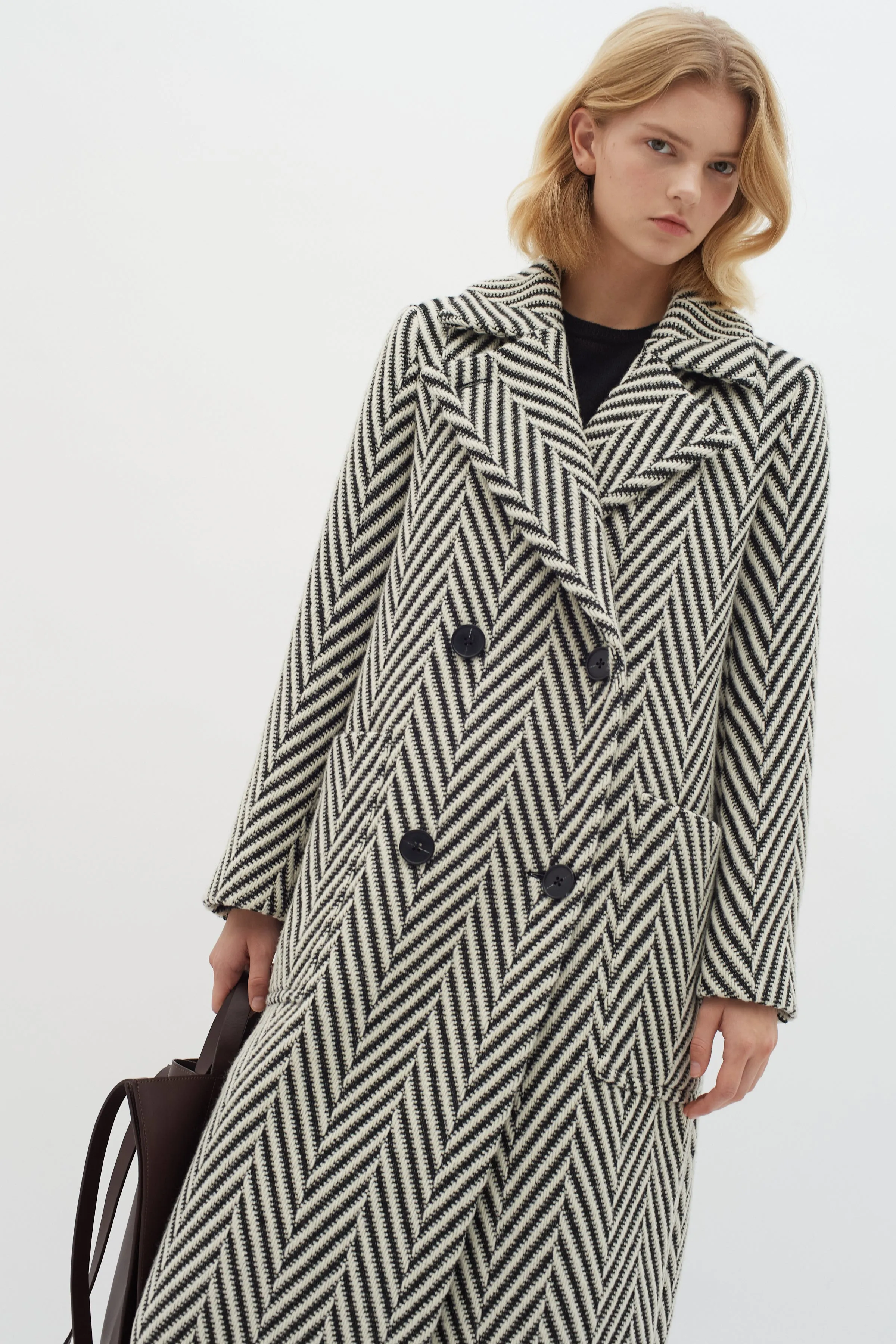 Inwear Tru Tweed Style Long Wool Blend Coat