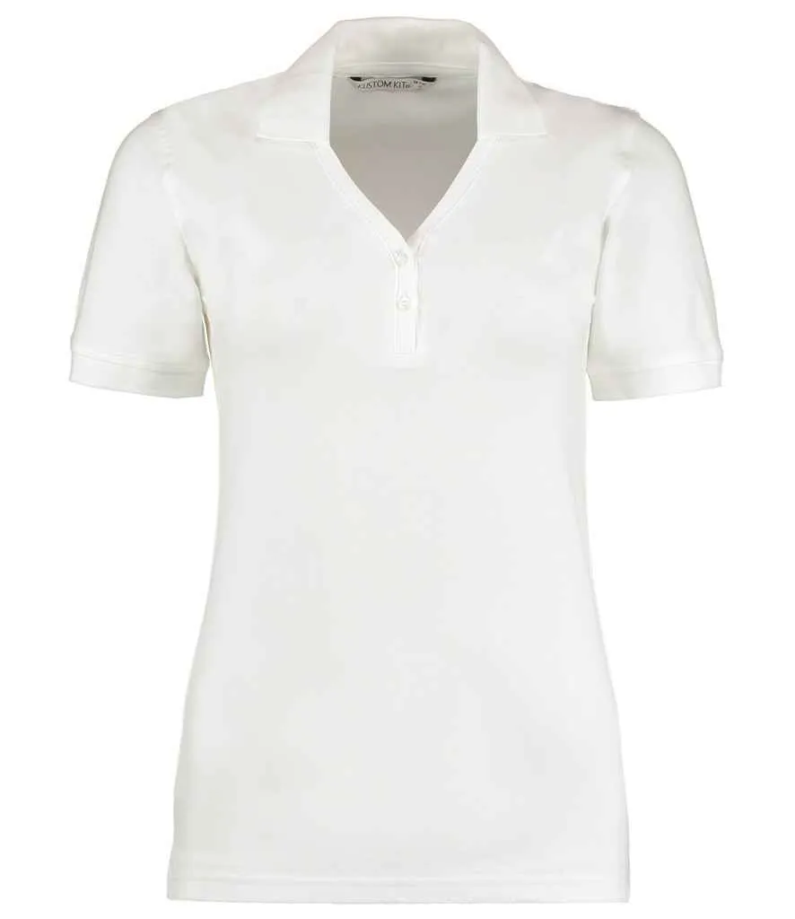 Kustom Kit Sophia Comfortec® V Neck Polo Shirt | White