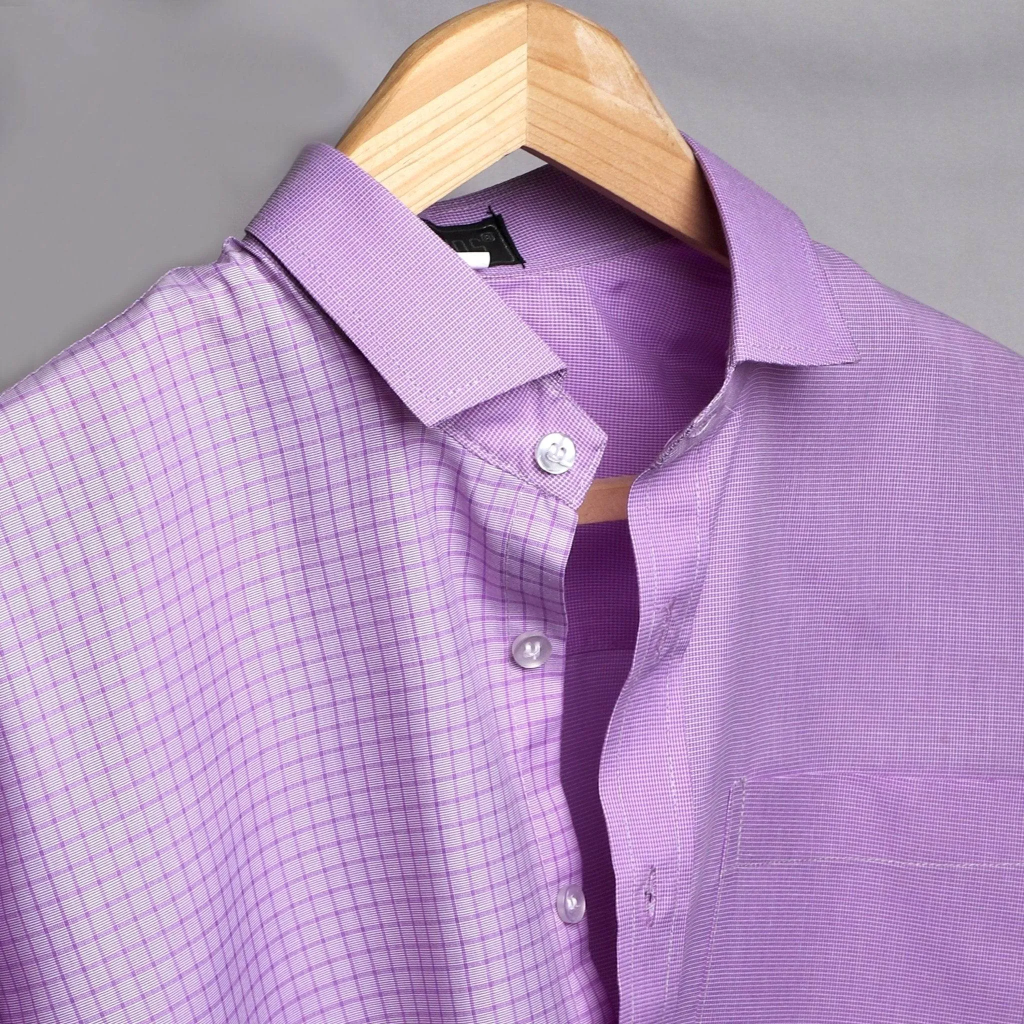 Lavender Checked Cotton Shirt