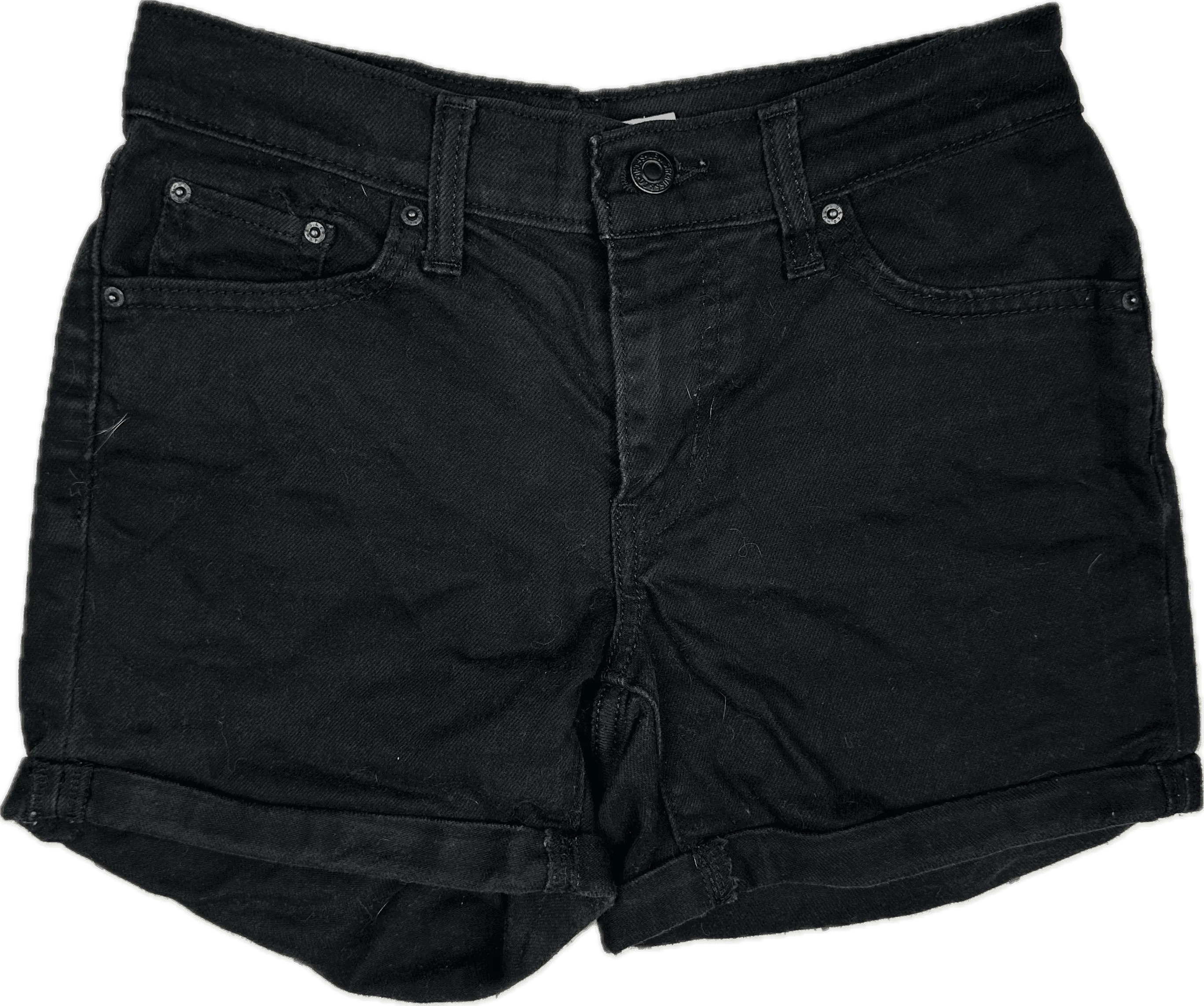 Levis Ladies Black Mid Length Shorts  - Size 26