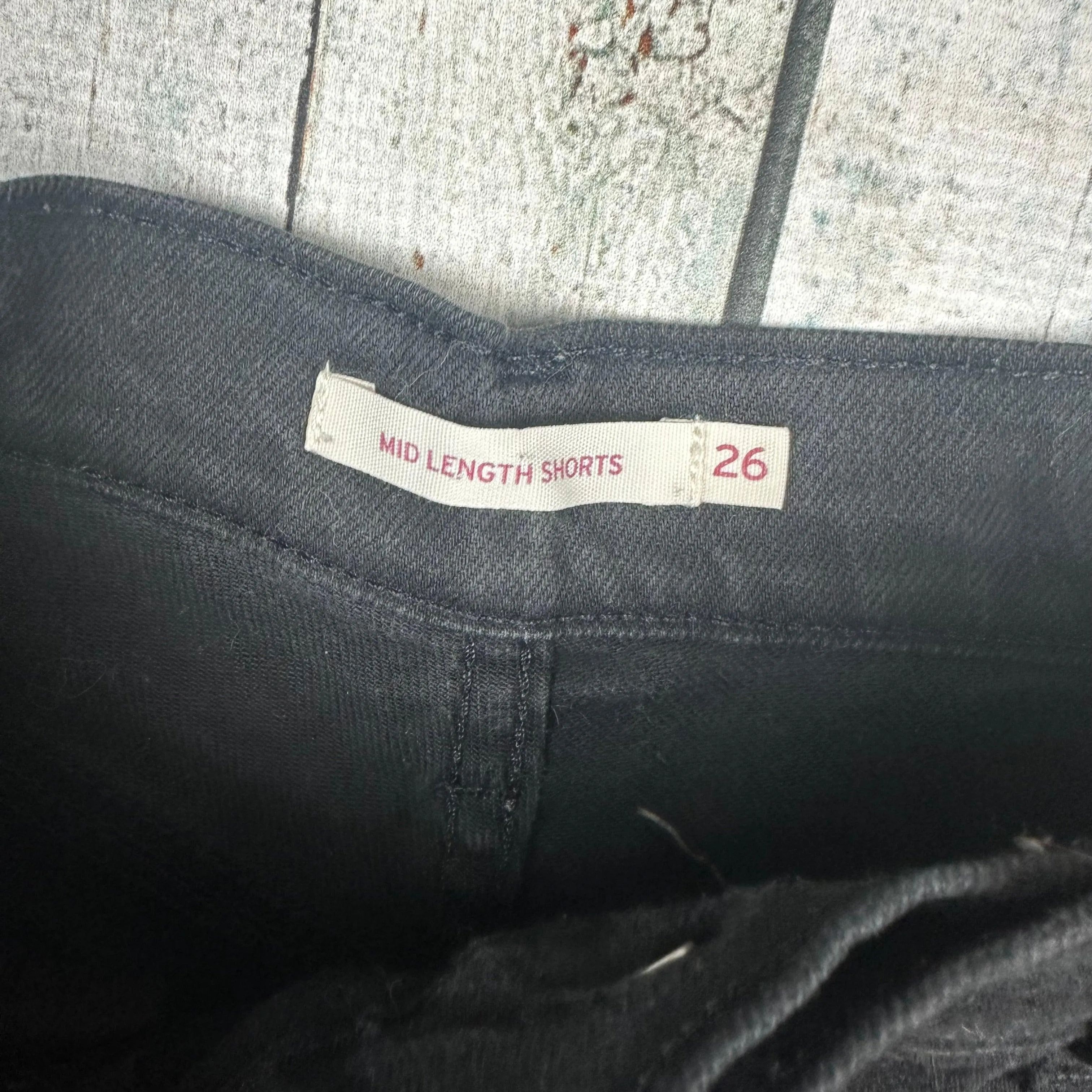 Levis Ladies Black Mid Length Shorts  - Size 26