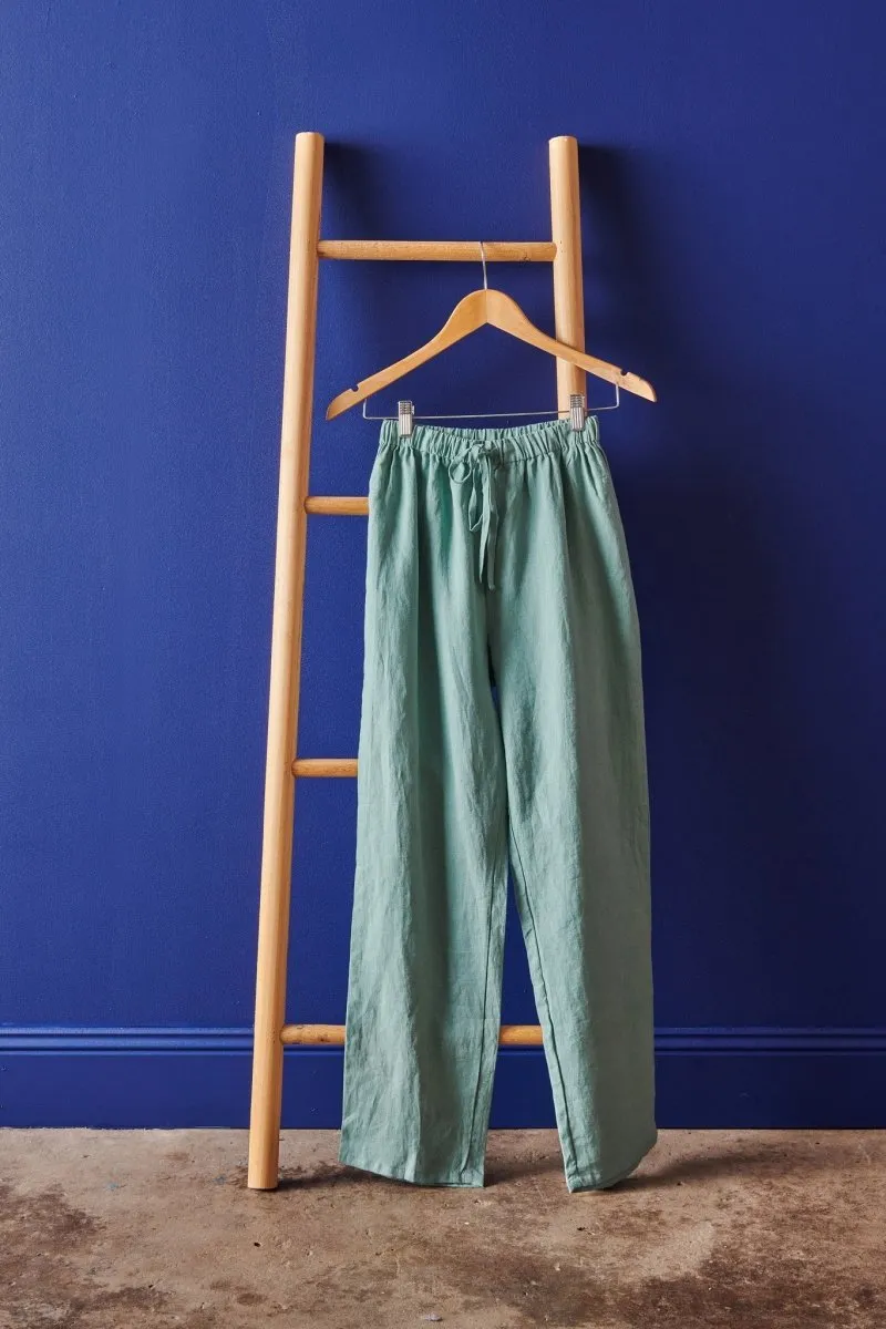 Linen Pyjama Pant - Sage Green