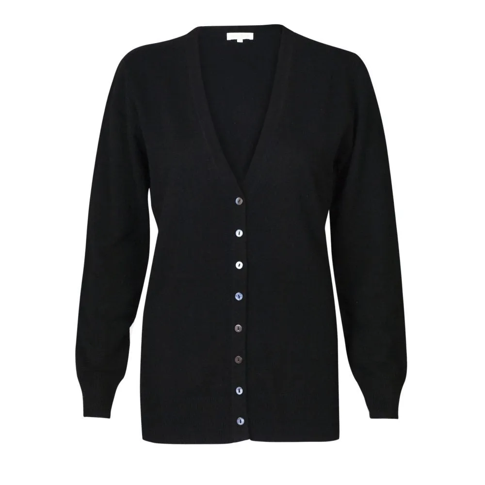 Scott Lona - Elegant Long V-Neck Cardigan for Ladies, Pure Cashmere