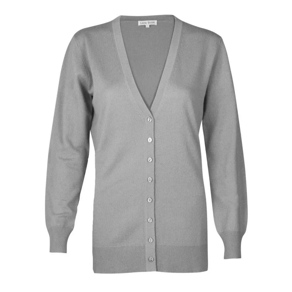 Scott Lona - Elegant Long V-Neck Cardigan for Ladies, Pure Cashmere