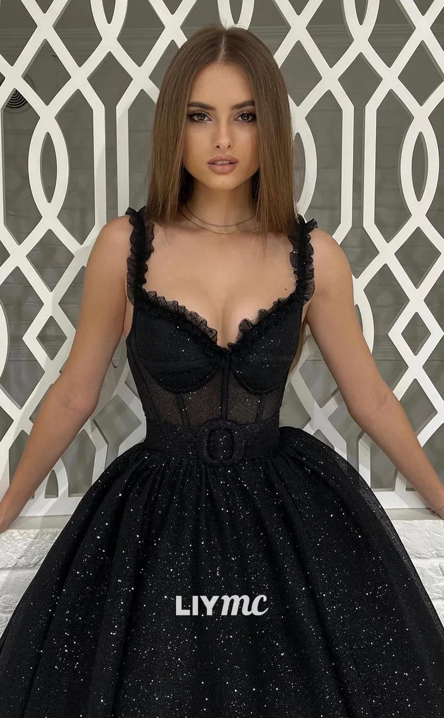 LP1094 - Off Shoulder Sweetheart Sparkly Formal Prom Party Dress