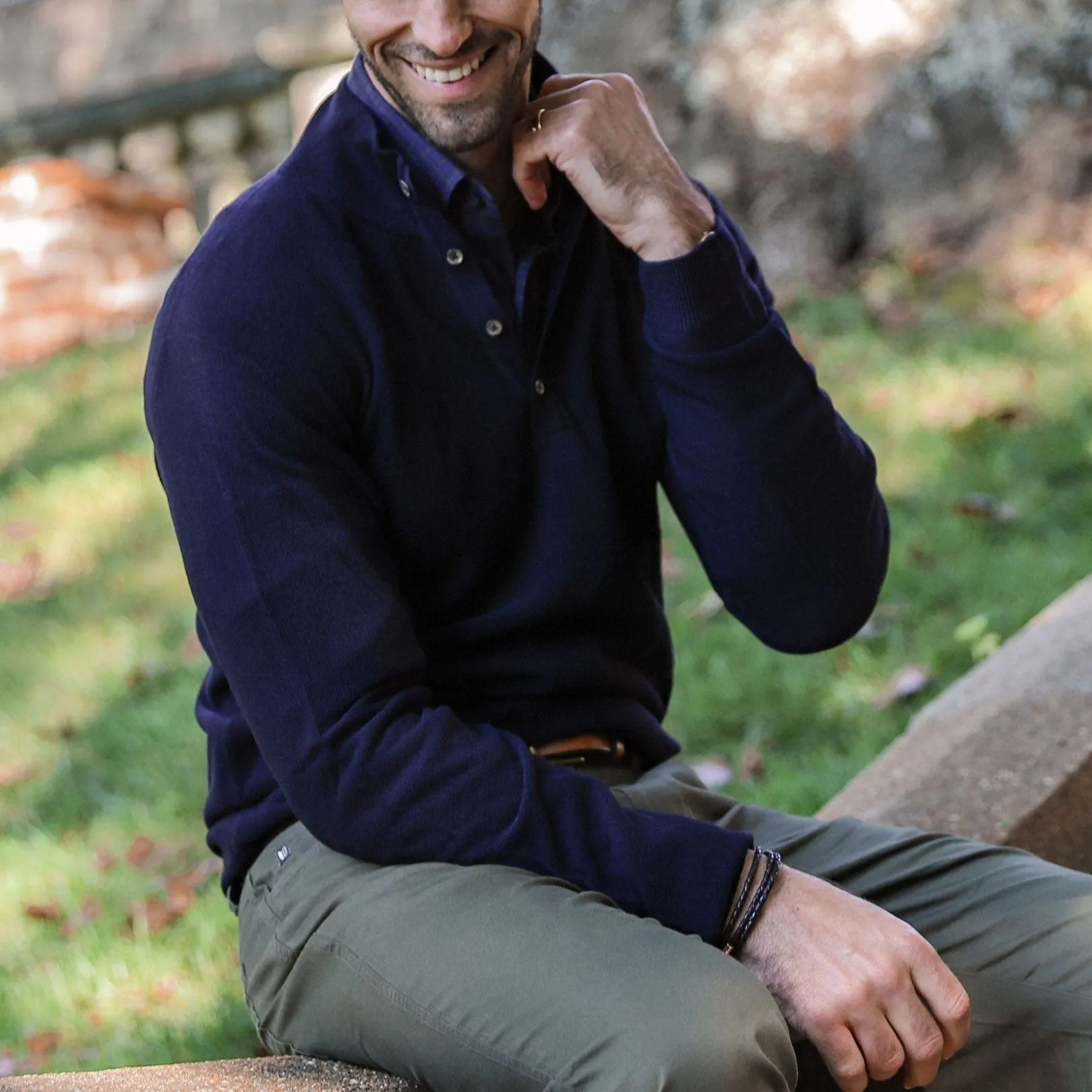 The Navy Heather Brewer Mock Neck Sweater