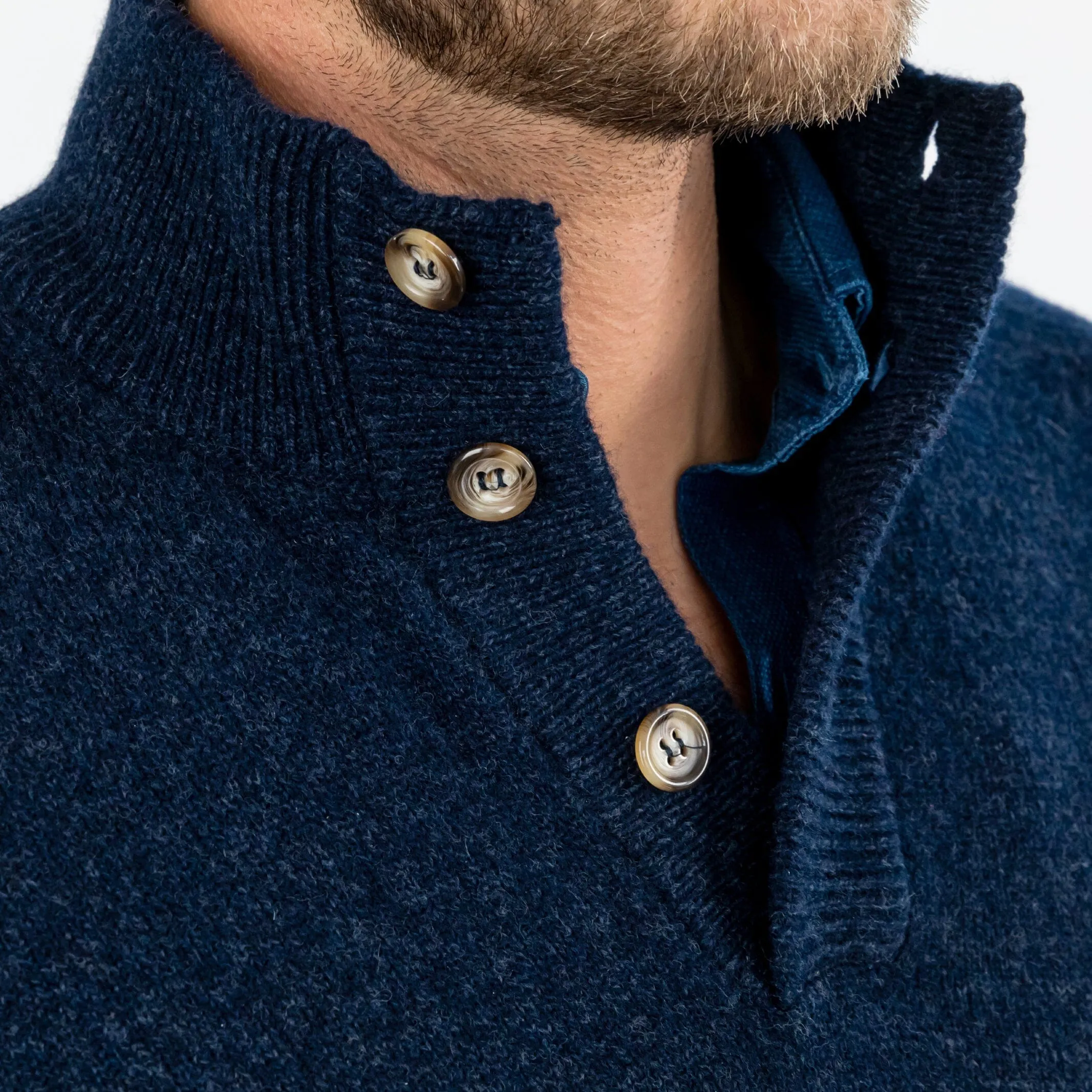The Navy Heather Brewer Mock Neck Sweater