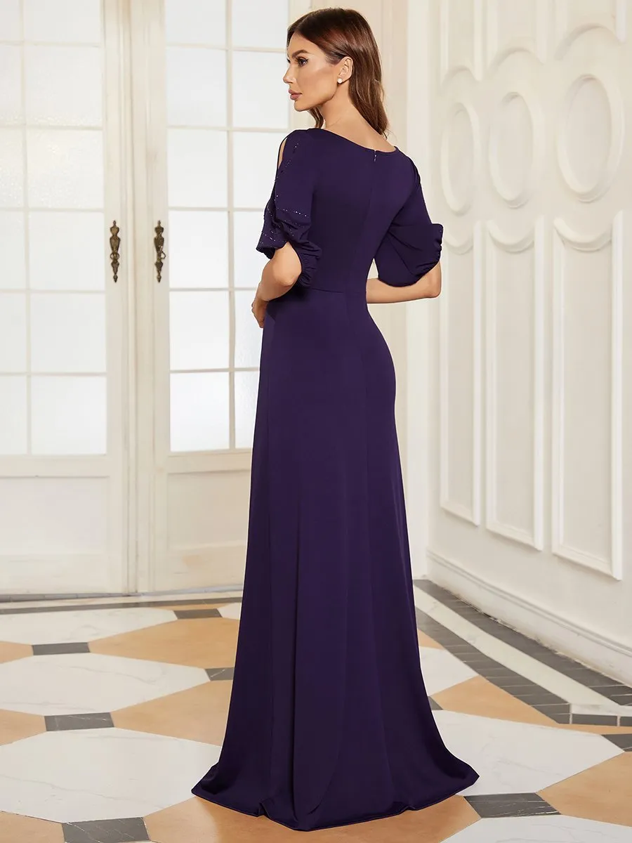 Trendy Round Neck Wholesale Chiffon Fishtail Evening Dress