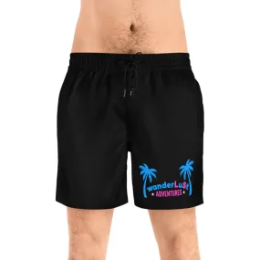wanderLuSt ADVENTURES Black Men's Mid-Length Swim Shorts (AOP)