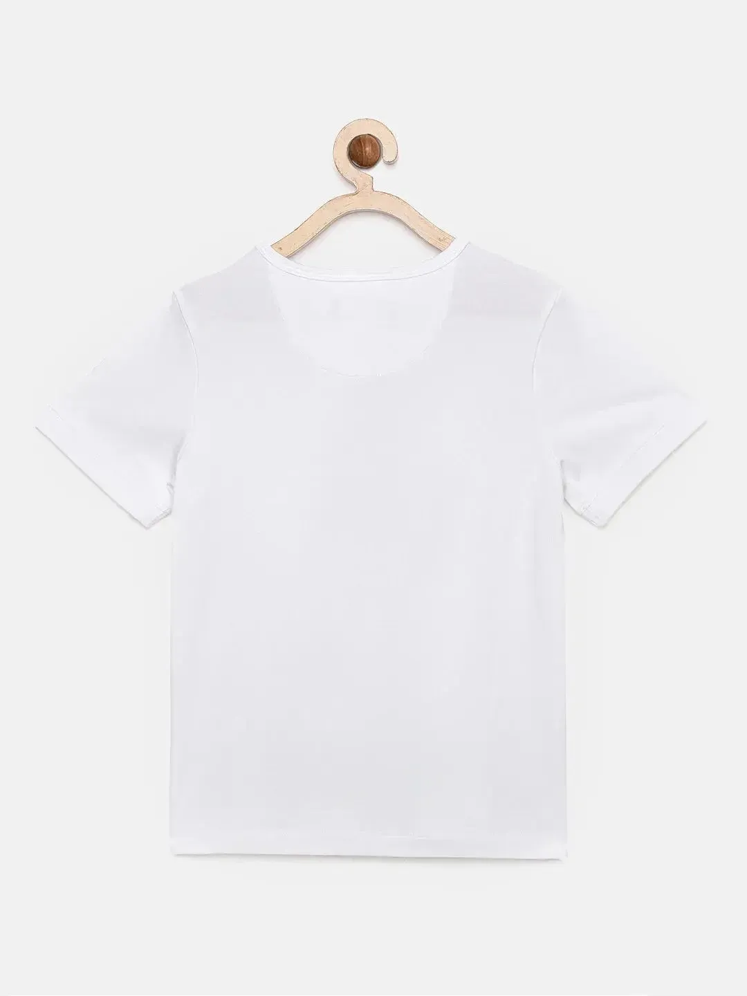 White Explore The World Printed Round Neck Cotton T-shirt