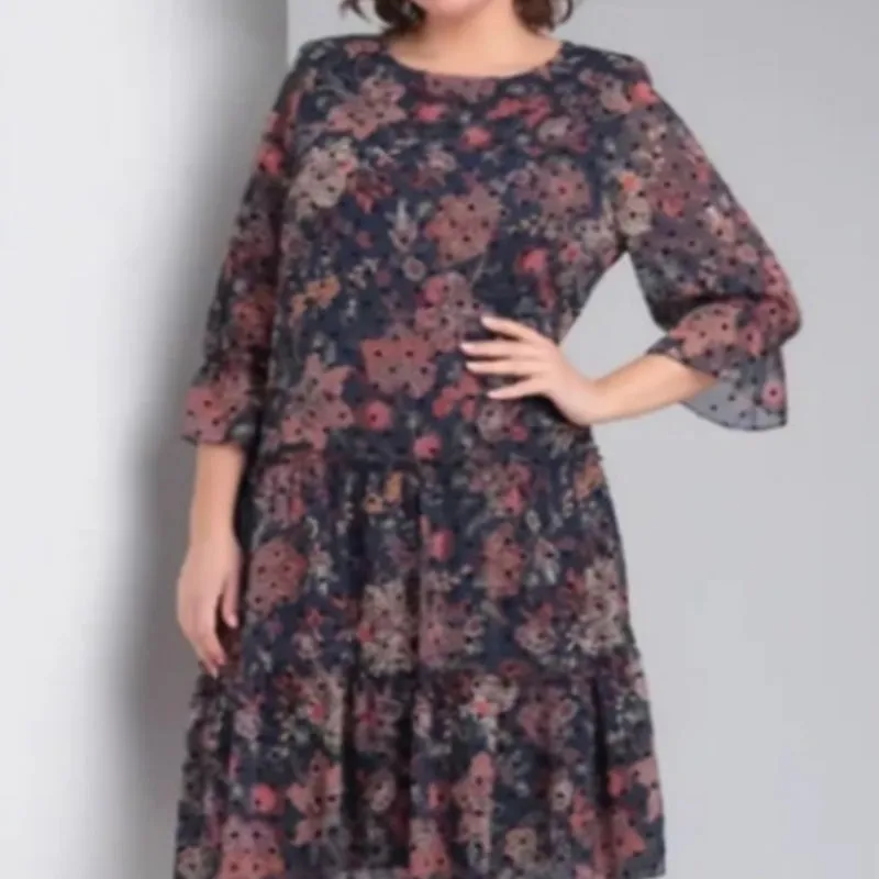 Women's Casual Round Neck Printed Dress