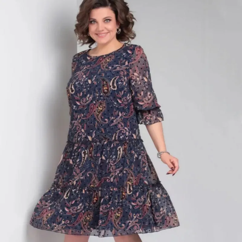 Women's Casual Round Neck Printed Dress