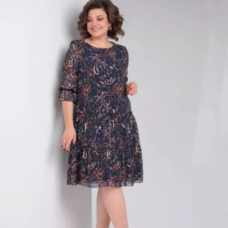 Women's Casual Round Neck Printed Dress