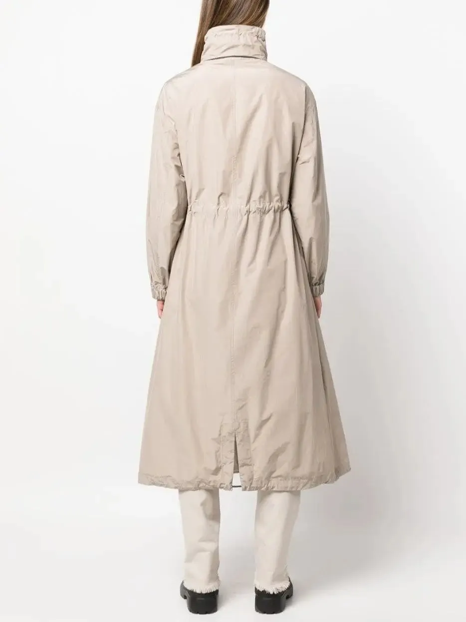 Women’s Drawstring-Waist High-Neck Trench Coat