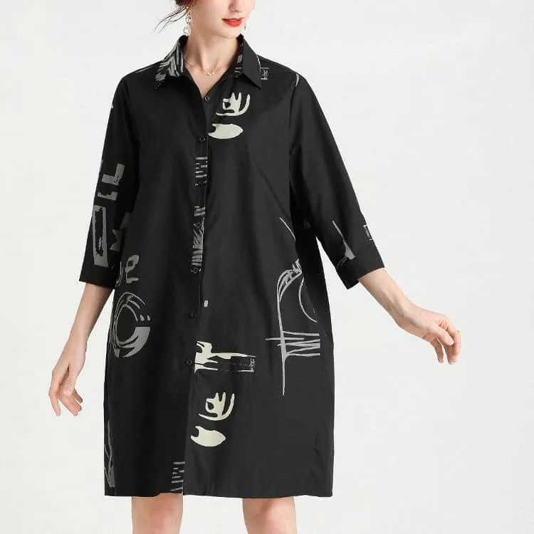 Women's new mid-length printed loose top